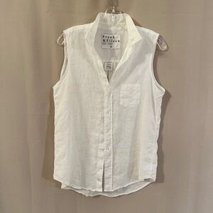 Frank & Eileen Fiona Shirt Linen Sleeveless Button Front White Coastal Sz M